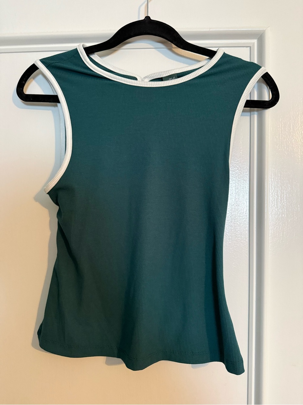 Women’s Sleeveless Knit Tank Top - Forest Green with White Trim